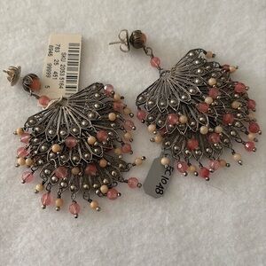 Neiman Marcus NWT fan shaped chandelier earrings. 925 stamped silver.￼